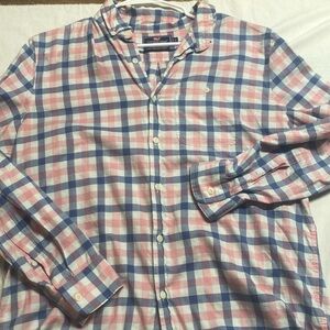 Vineyard Vines Slim Longshore Shirt Mens Large Pink Plaid Button Up Shirt